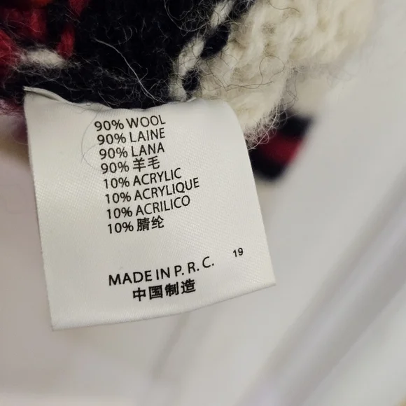 Brandy Melville NIKKI Cream/Red/Navy Cable Knit Oversized Wool Sweater,One Size - Picture 15 of 16